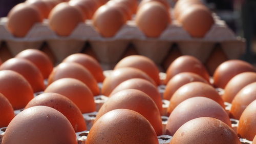 Full frame shot of eggs for sale at market stall