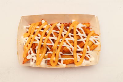 High angle view of food on table