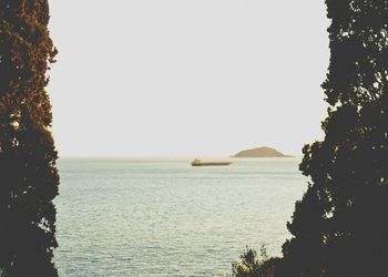 Scenic view of sea against clear sky