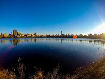 Reflection of buildings in water