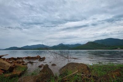 Scenic view of lake against sky