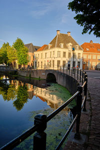 Amersfoort, netherlands. canal house reflections in the westsingel canal in the historic centre.