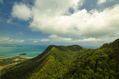 Scenic view of landscape against cloudy sky