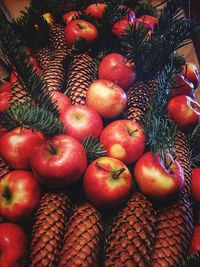 High angle view of fruits for sale in market