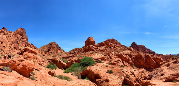 Scenic view of rock formations against blue sky