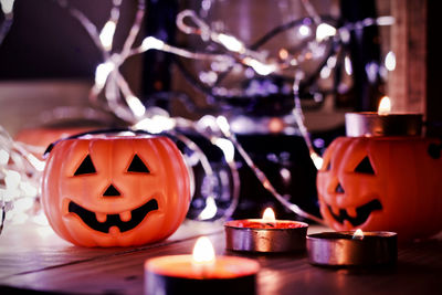 Close-up of pumpkin on table