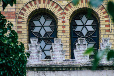 Low angle view of window on building