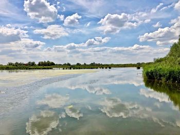 Scenic view of lake against sky