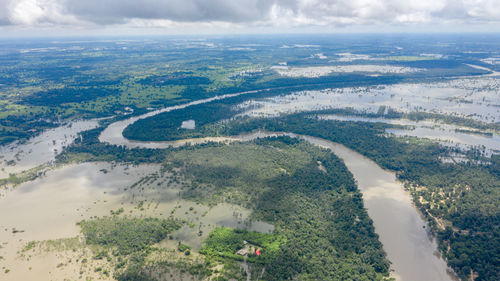 High angle view of landscape against sky