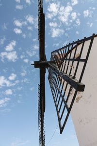 Low angle view of crane against sky