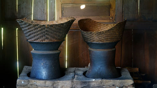 Close-up of wicker basket