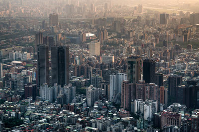 High angle view of buildings in city