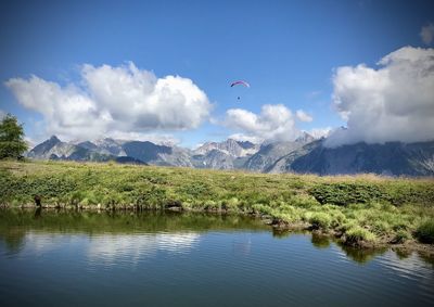 Scenic view of mountains against sky