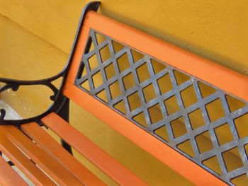 High angle view of yellow railing