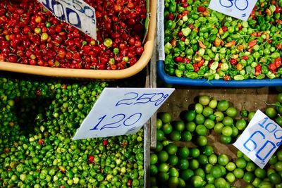 Baskets of chili and lemons in sri lanka