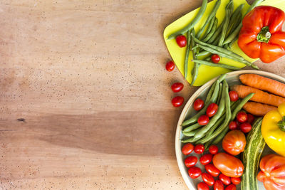 High angle view of fruits on table