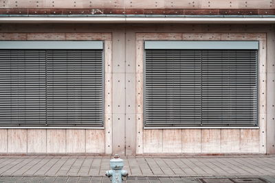 Closed door of building