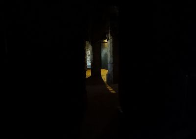 Illuminated entrance of building at night
