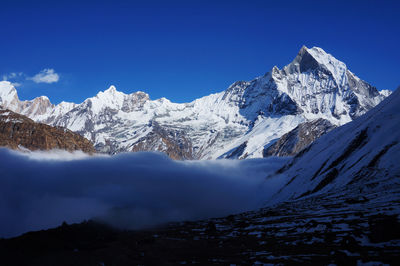 Scenic view of snowcapped mountain against sky