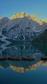 Reflection of mountain range in lake