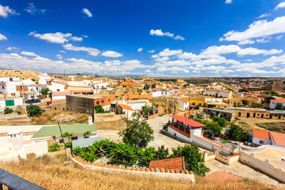 High angle view of townscape against sky