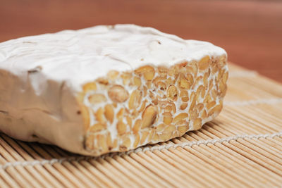 Close-up of bread on cutting board