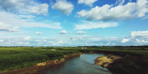 Scenic view of land against sky