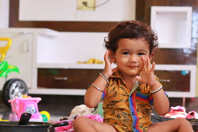 Beautiful portrait photo taken of the baby indoors