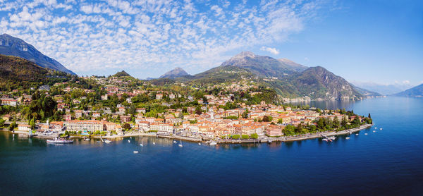 Panoramic view of townscape by lake