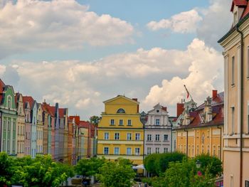 Low angle view of buildings against sky