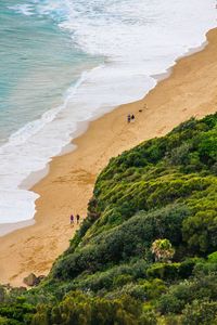 High angle view of people on beach