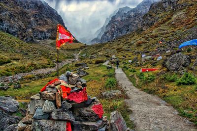 Scenic view of mountain range against sky