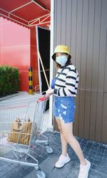 Woman wearing a mask while shopping