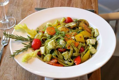 Close-up of salad in plate on table