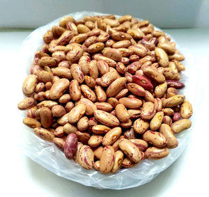 High angle view of dessert in bowl on table