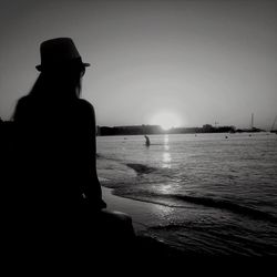 Scenic view of sea at sunset