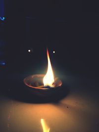 Close-up of burning candle