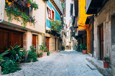 Narrow alley amidst buildings in city