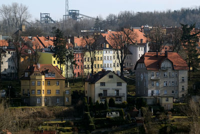 High angle view of townscape against sky