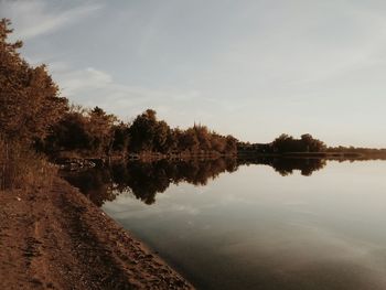 Scenic view of lake against sky