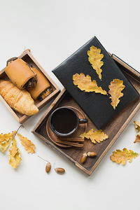 Autumn morning coffee. fall concept.