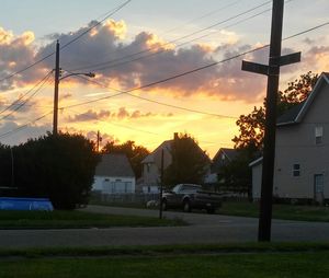 Electricity pylon at sunset