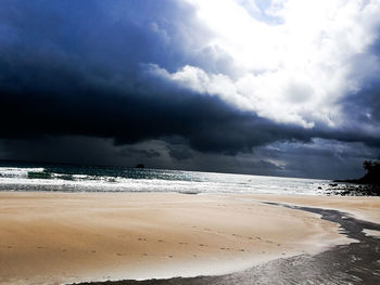 Scenic view of beach against sky