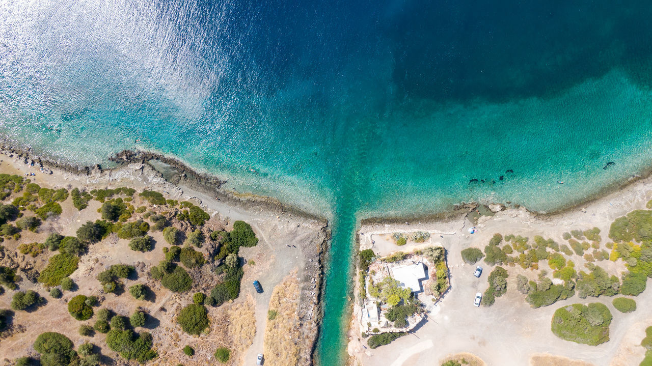 HIGH ANGLE VIEW OF BLUE SEA