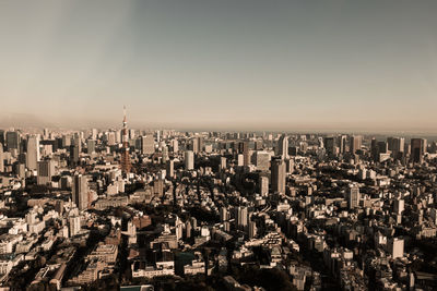 High angle view of buildings in city