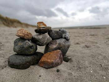 Stack of pebbles on beach