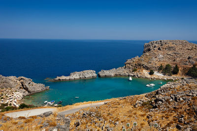 Scenic view of sea against clear sky