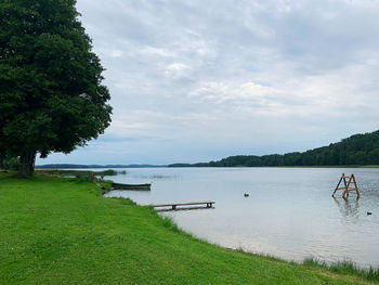Scenic view of lake against sky