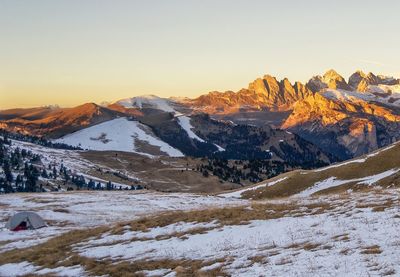 Scenic view of mountains against clear sky