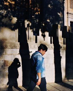 Woman standing in city